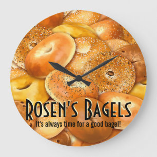 Fresh Bagels.Deli.Bagel Shop.Baker.Custom Large Clock
