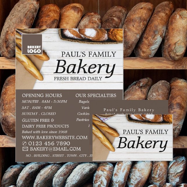 Fresh Baguette Collection, Bakers, Bakery Store Business Card (Creator Uploaded)