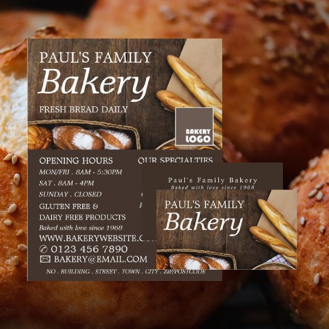 Fresh Baguette, Rustic Bakers, Bakery Store Advert Flyer (Creator Uploaded)