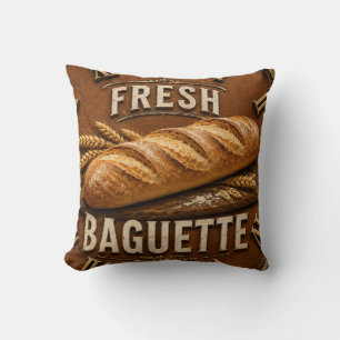 Fresh Baguette Rustic French Bakery Kitchen Decor Cushion