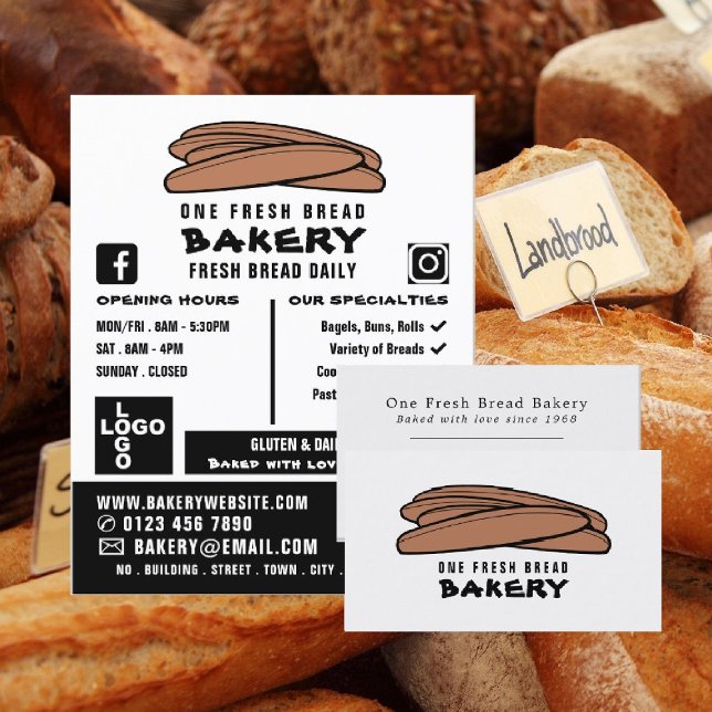 Fresh Baguettes, Bakers, Bakery Store Business Card (Creator Uploaded)