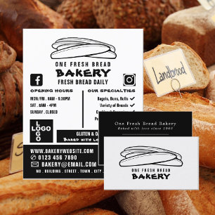 Fresh Baguettes, Bakers, Bakery Store Business Card