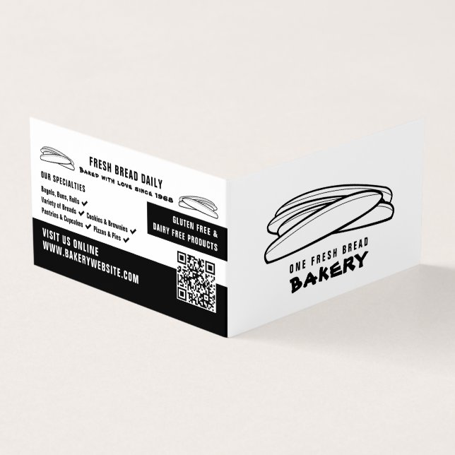 Fresh Baguettes, Bakers, Bakery Store Detailed Business Card (Outside)