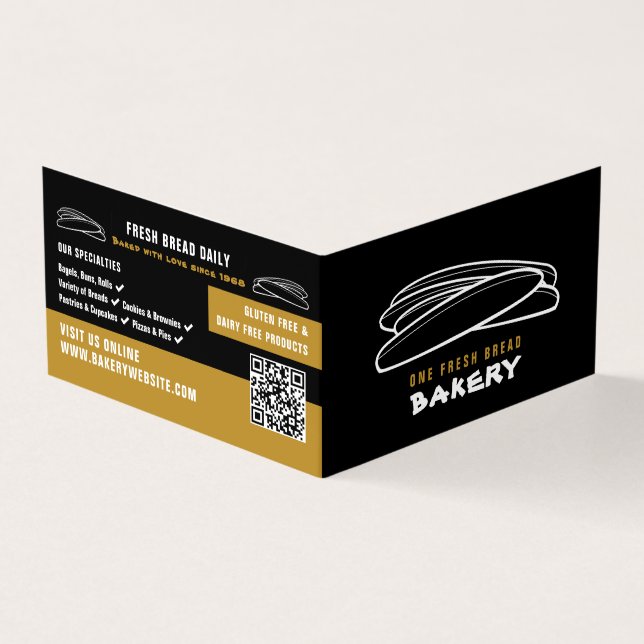Fresh Baguettes, Bakers, Bakery Store Detailed Business Card (Outside)