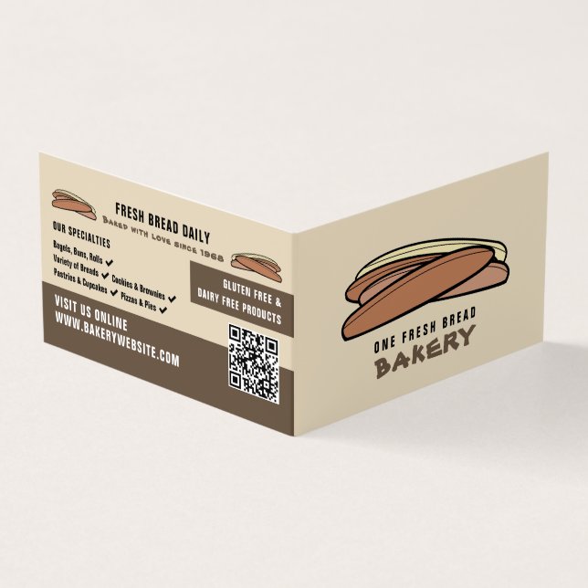 Fresh Baguettes, Bakers, Bakery Store Detailed Business Card (Outside)