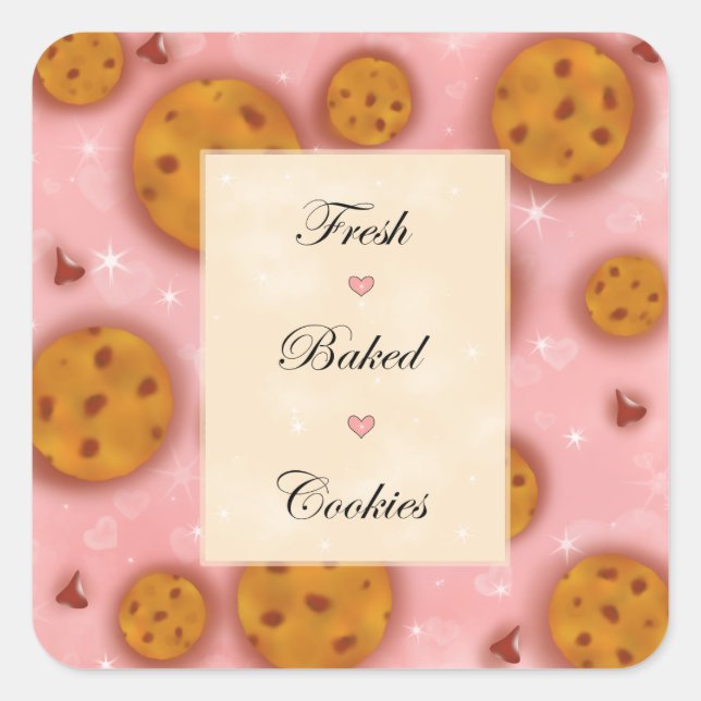 "Fresh Baked Cookies" Chocolate Chip Cookies | Square Sticker (Front)
