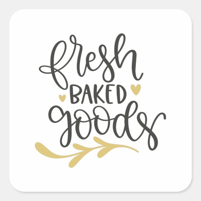 Fresh baked goods square sticker (Front)