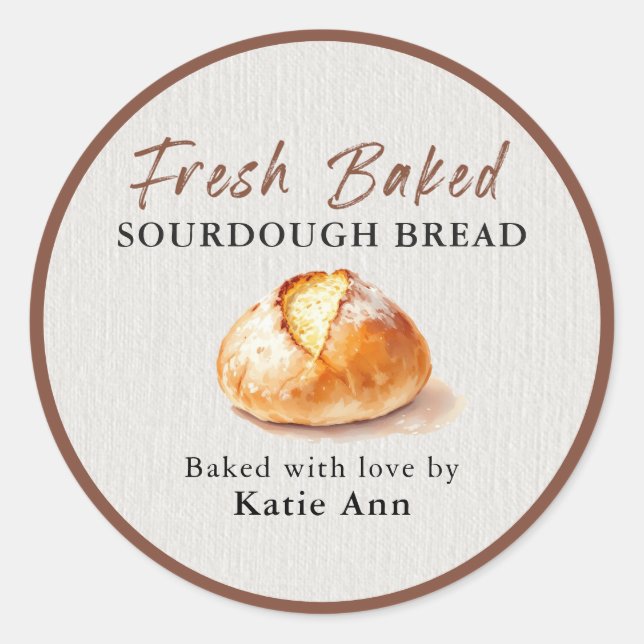 Fresh Baked Sourdough Bread Home Bakery Sticker (Front)