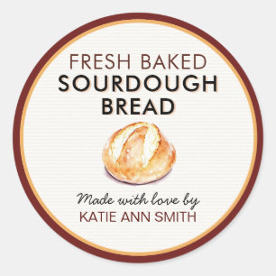Fresh Baked Sourdough Bread Label   Bakery Sticker