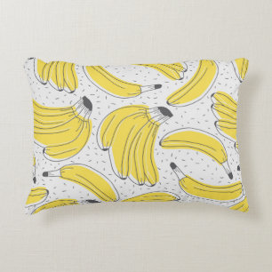 Fresh bananas hand drawn background. Doodle wallpa Decorative Cushion