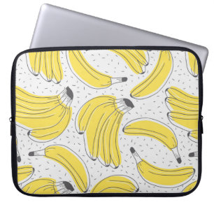 Fresh bananas hand drawn background. Doodle wallpa Laptop Sleeve