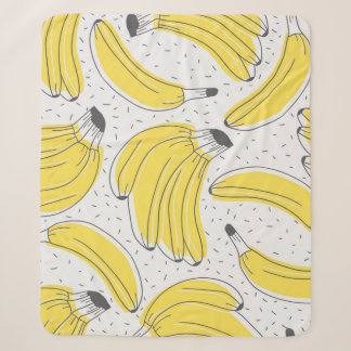 Fresh bananas hand drawn background. Doodle wallpa Sherpa Blanket
