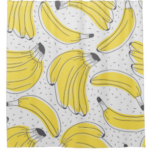 Fresh bananas hand drawn background. Doodle wallpa Shower Curtain