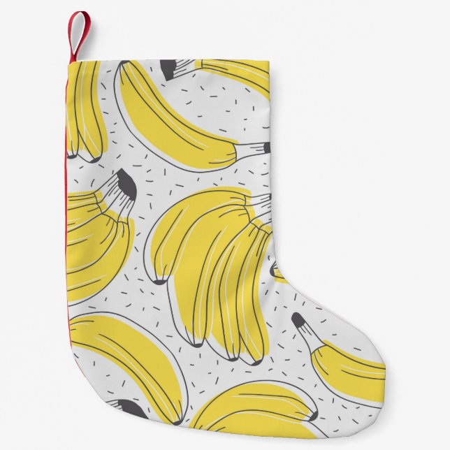 Fresh bananas hand drawn background. Doodle wallpa Small Christmas Stocking (Front)