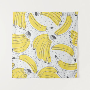 Fresh bananas hand drawn background. Doodle wallpa Tapestry