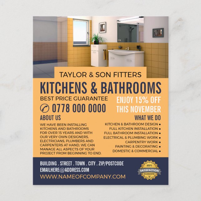 Fresh Bathroom Portrait, Kitchen & Bathroom Fitter Flyer (Front)