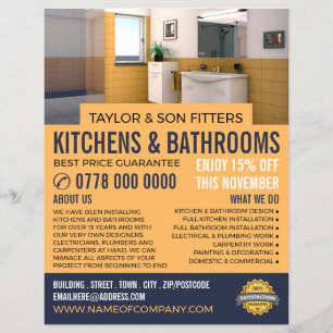 Fresh Bathroom Portrait, Kitchen & Bathroom Fitter Flyer