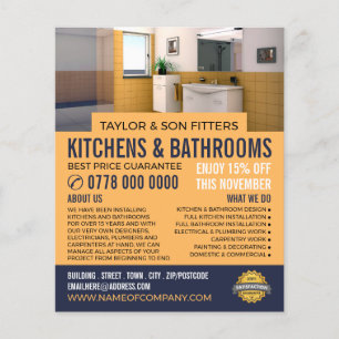 Fresh Bathroom Portrait, Kitchen & Bathroom Fitter Flyer