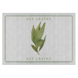 FRESH BAY LEAVES 11x8 Glass Cutting Board