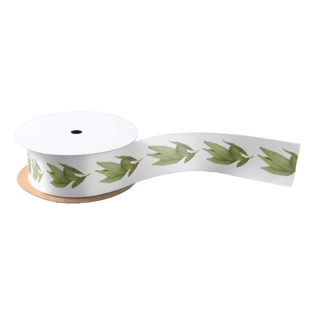 FRESH BAY LEAVES 1.5" Wide Satin Ribbon (Spool)
