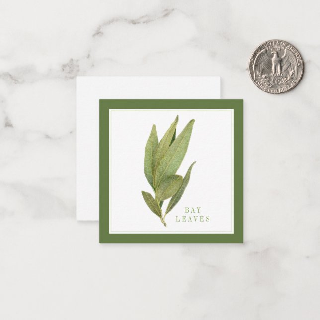 FRESH BAY LEAVES 2.5" Square Flat Card / Green (Front/Back In Situ)
