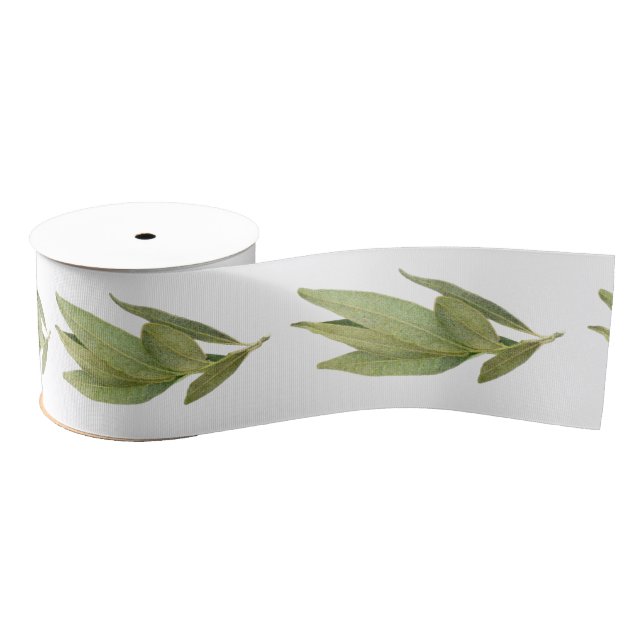 FRESH BAY LEAVES 3" Wide Grosgrain Ribbon (Spool)