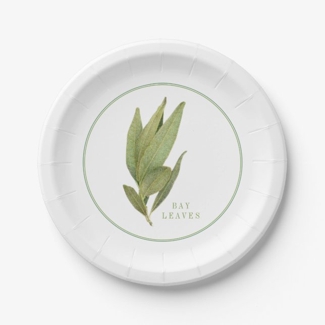 FRESH BAY LEAVES 7" Round Paper Plates (Front)