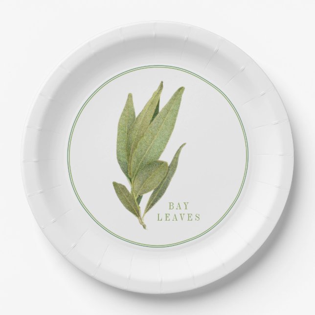 FRESH BAY LEAVES 9" Round Paper Plates (Front)