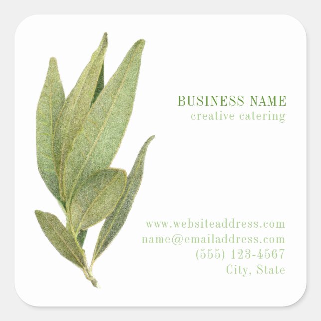 FRESH BAY LEAVES Biz ID Small Square Stickers (Front)