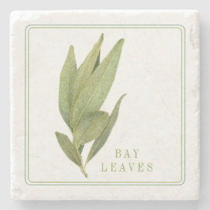 FRESH BAY LEAVES Marble Stone Coaster