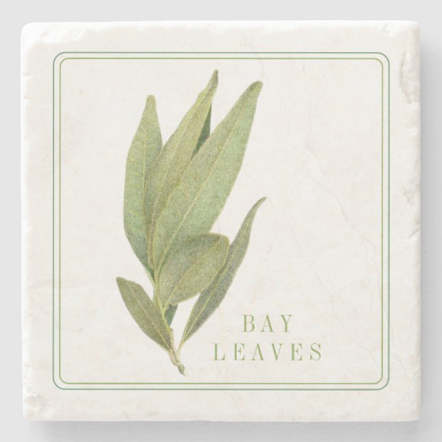 FRESH BAY LEAVES Marble Stone Coaster (Front)