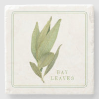 FRESH BAY LEAVES Marble Stone Coaster (+text)