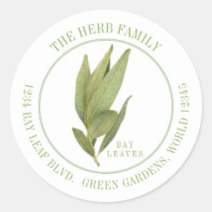 FRESH BAY LEAVES Small Round Address Seals