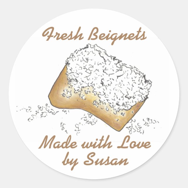 Fresh Beignet Made Baked Love Personalised Sticker (Front)