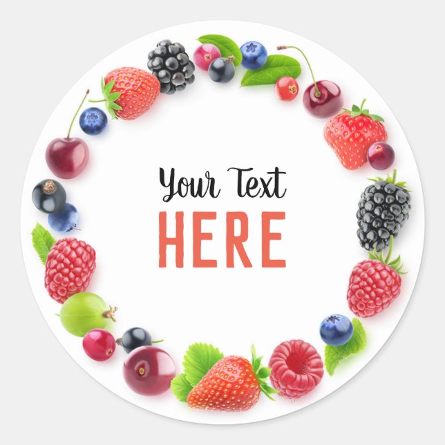 Fresh berries frame classic round sticker (Front)