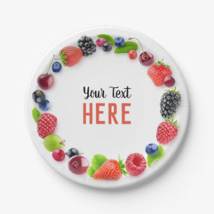 Fresh berries frame paper plate