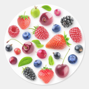 Fresh berries in a circle classic round sticker