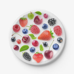 Fresh berries in a circle paper plate