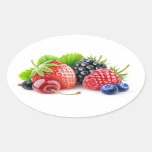Fresh berries oval sticker