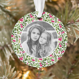 Fresh Berries Watercolor Christmas Holiday Photo Ornament