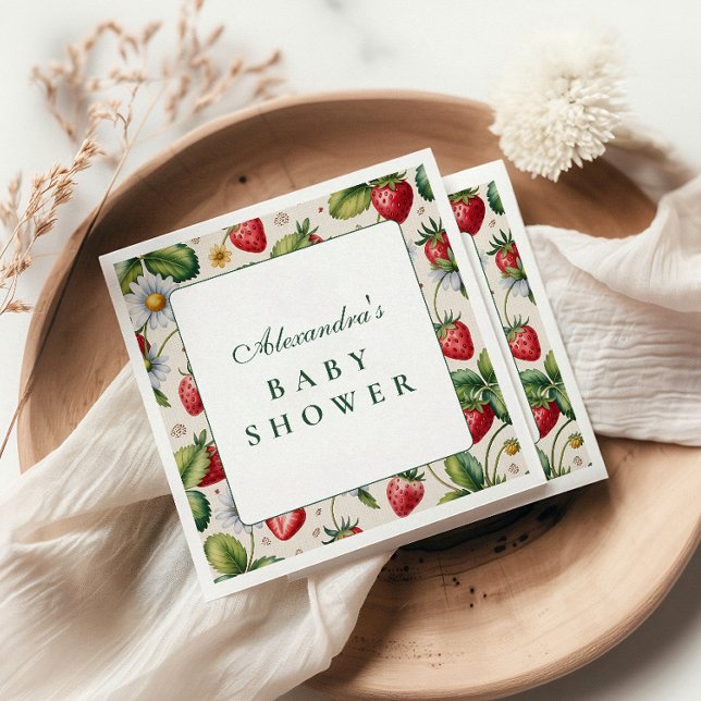 Fresh Berry Gingham Baby Shower Napkin (Creator Uploaded)