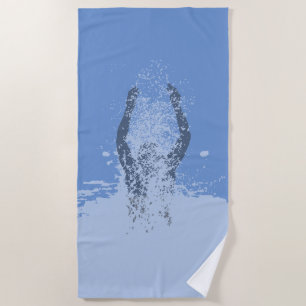 Fresh Black and White Grunge Man Water Sprinkle Beach Towel