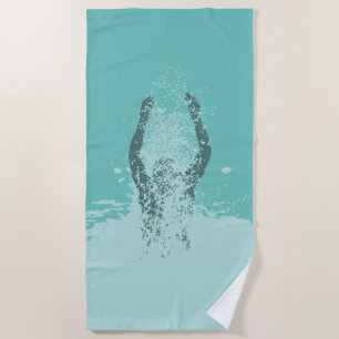 Fresh Black and White Grunge Man Water Sprinkle Beach Towel