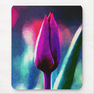 Fresh Blooming Purple Tulip Impressionist Mousepad