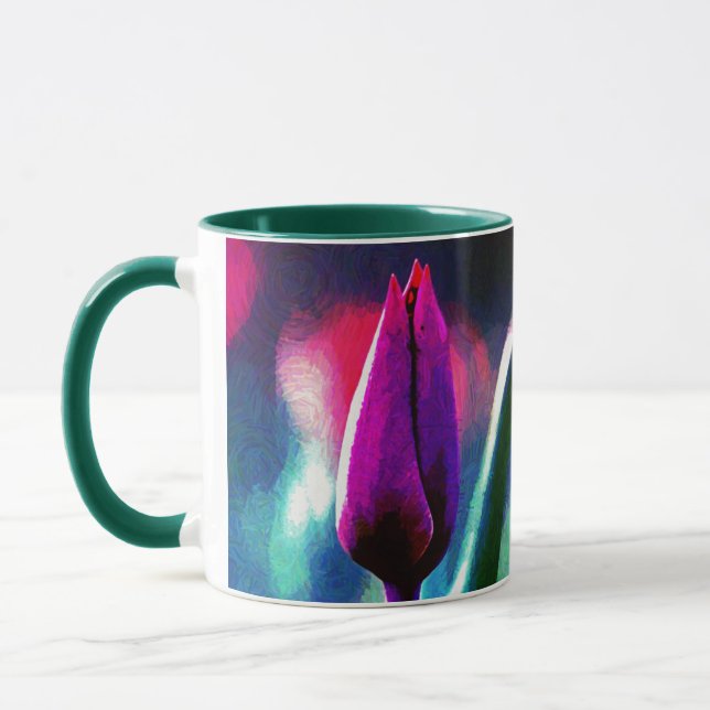 Fresh Blooming Purple Tulip Impressionist Mug (Left)