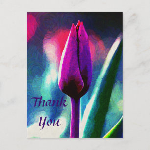 Fresh Blooming Purple Tulip Thank You Postcard