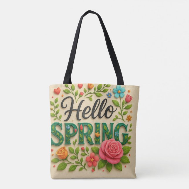 Fresh Blooms & Sunshine – Hello Spring Eco Tote Bag (Back)