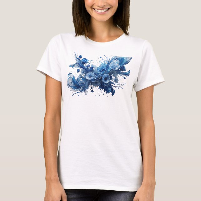 Fresh Blue ABSTRACT ART Custom Tee (Front)