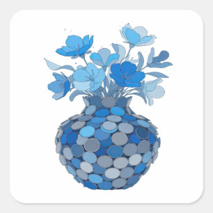 Fresh Blue BLUE FLORAL VASE Label Design