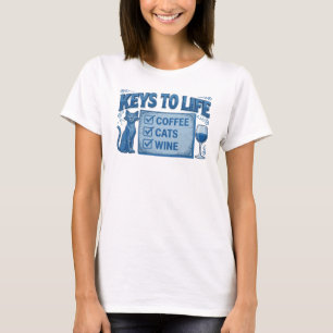 Fresh Blue COFFEE THEN WINE Art Print T-Shirt